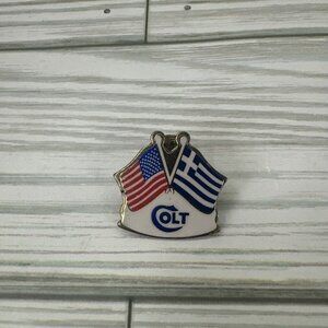 Colt Firearms Pin Vintage American Flag Greece Flag